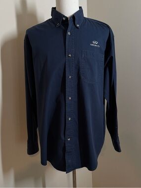 Infiniti Men’s Dress Shirt by Tri-Mountain SZ XL- Navy Blue Long Sleeves